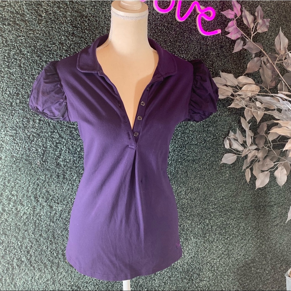 Burberry London Purple Polo Collared Top